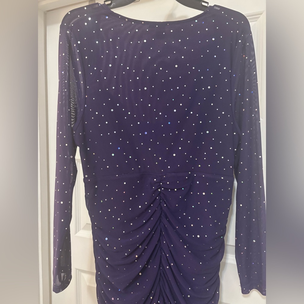 Deep Purple Rhinestone Mini Dress - Picture 4 of 8